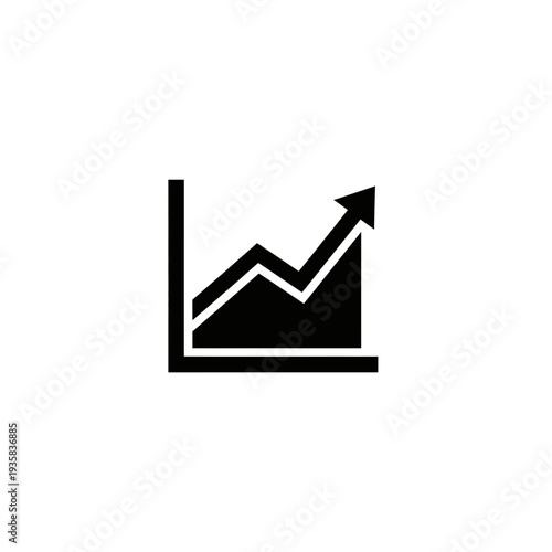 Financial Success Area Chart Icon with Rising Arrow Silhouette