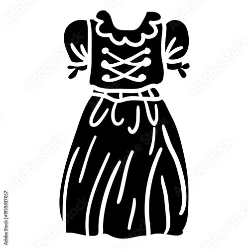 Austrian traditional woman dirndl handdrawn
