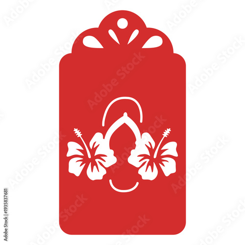 Flip flops flower papercut tag