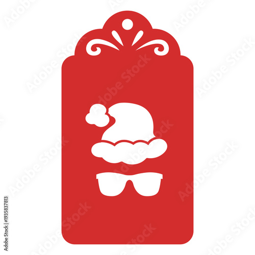 Sunglasses christmas hat papercut tag
