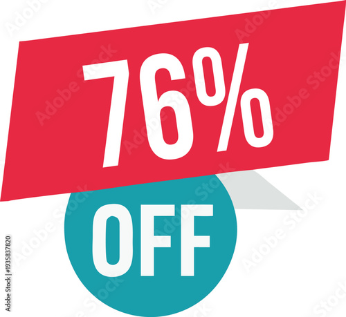76% off promotion vector illustration, modern discount banner design, special sale offer label, colorful price tag sticker, isolated on white background, editable and scalable graphic