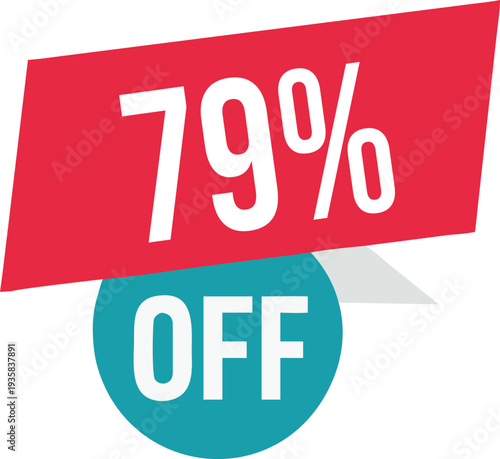 79% off promotion vector illustration, modern discount banner design, special sale offer label, colorful price tag sticker, isolated on white background, editable and scalable graphic