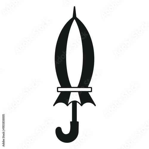 Simple closed umbrella black and white