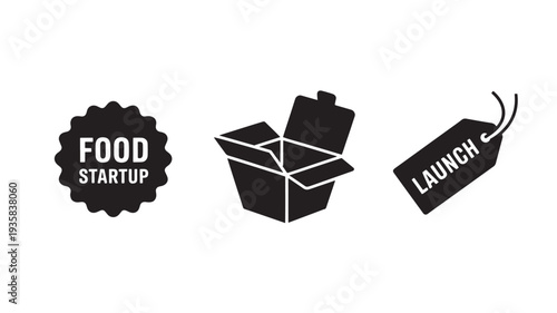 Food Startup Launch Concept With Box And Tag