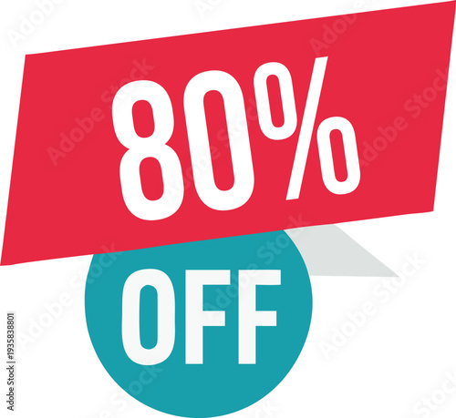 80% off promotion vector illustration, modern discount banner design, special sale offer label, colorful price tag sticker, isolated on white background, editable and scalable graphic