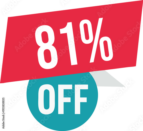 81% off promotion vector illustration, modern discount banner design, special sale offer label, colorful price tag sticker, isolated on white background, editable and scalable graphic