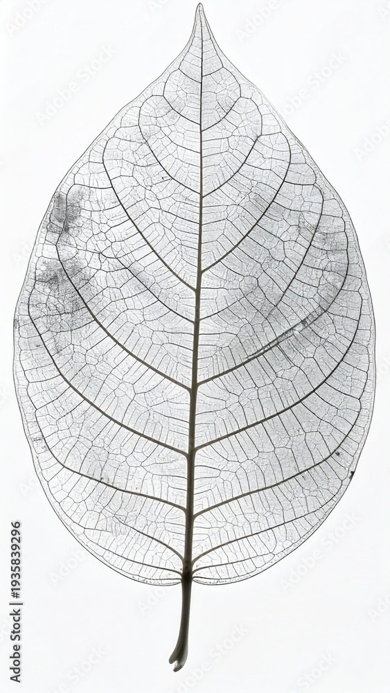 Obraz premium Translucent Leaf Veins on White Background Delicate Natural Pattern
