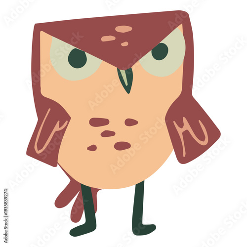 Owl brown staring angry flat