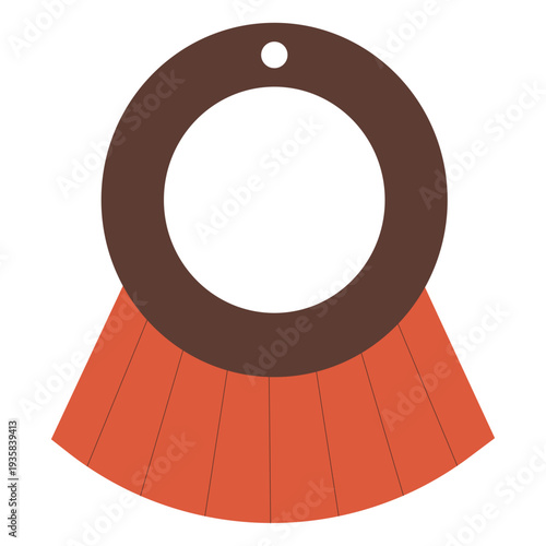 Circle tassle leather earring flat