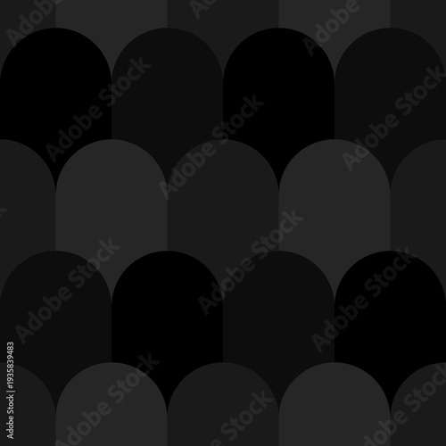 Japan traditional ethnic embroidery ornament with repeated scallops. Fish scale. Repeat scallop background. Seamless surface pattern design with scales. Ancient japanese sashiko uroko motif. Squama.