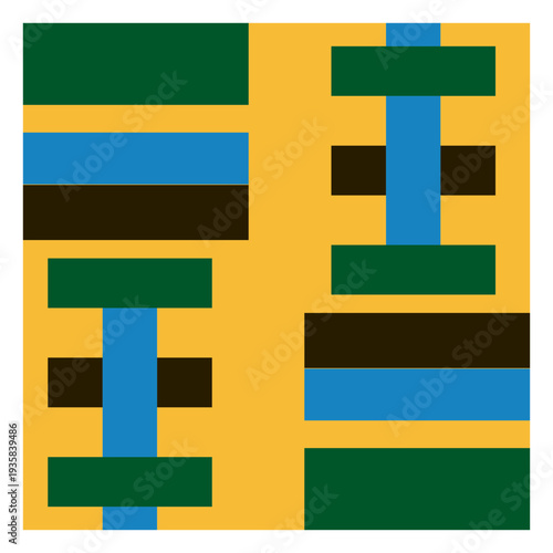 Geometric stripe kente composition