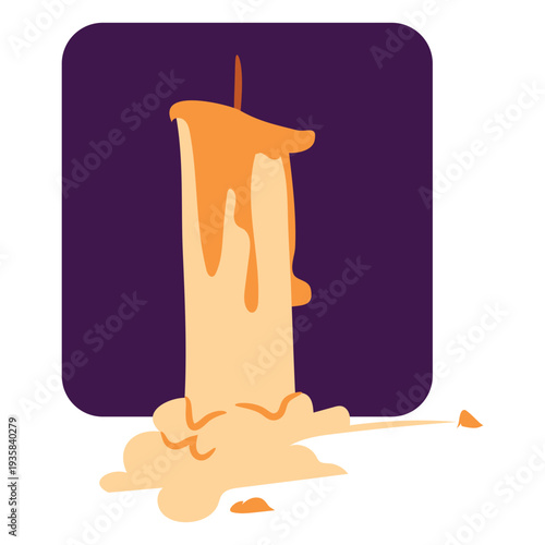 Melting lighted candle