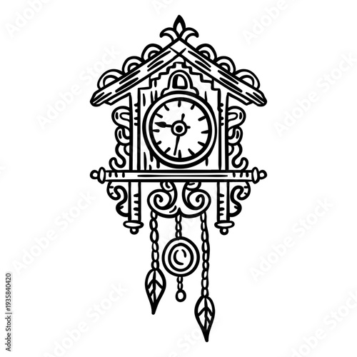 Hand drawn classic coo coo clock stroke