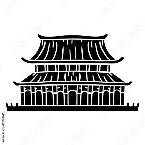 Hand drawn chinese palace black