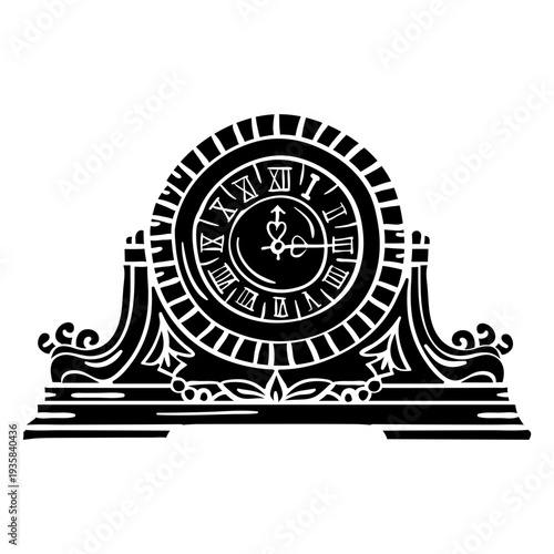 Hand drawn classic mantel clock black