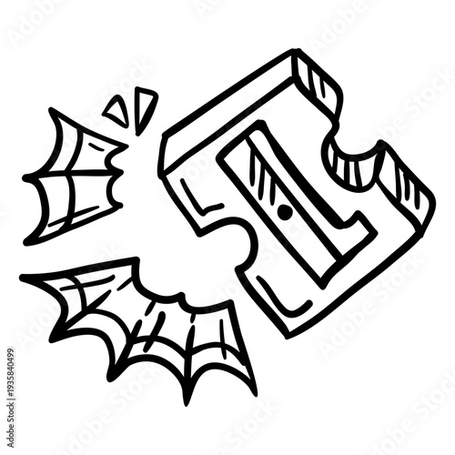 Hand drawn pencil sharpener shaving stroke