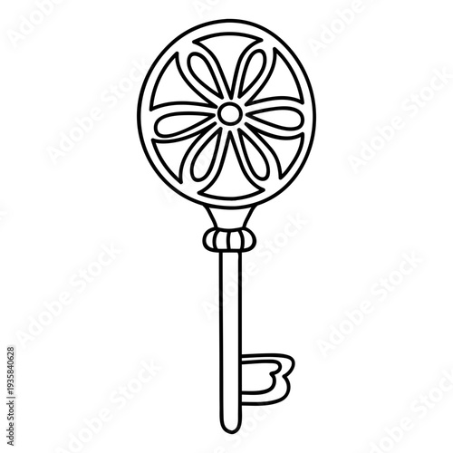 Hand drawn circle flower ornate key stroke