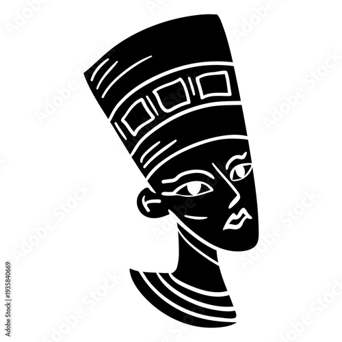 Hand drawn egyptian queen symbol black
