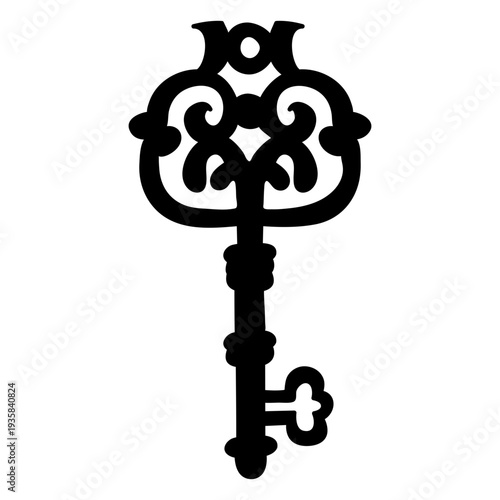 Hand drawn vase ornate key silhouette