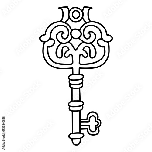 Hand drawn vase ornate key stroke