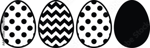 Black and White Easter Eggs Illustration, polka dot chevron and solid egg border design