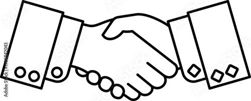 Agreement line icon. Hand shake black symbol