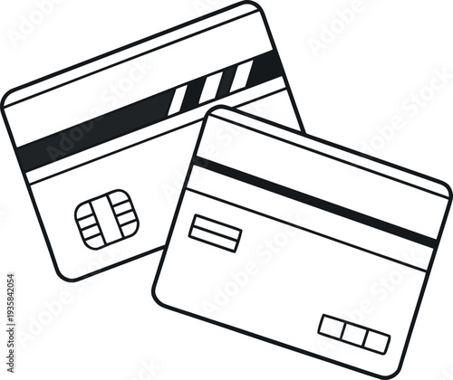 Two credit cards with magnetic stripes and chip technology for finance and banking concepts