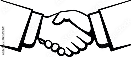Business deal line drawing. Businessmen shaking hands