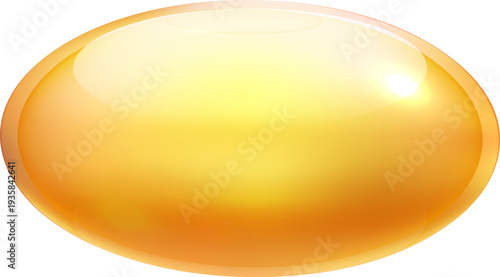 Golden pill. Vitamin oil drug realistic mockup