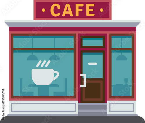 Cafe front view. Urban building. Street icon