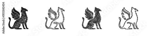 Sketch griffin icon design set