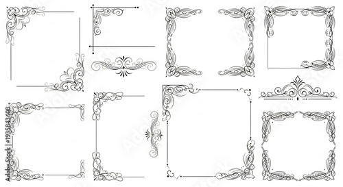Collection of elegant vintage ornamental frames and borders.
