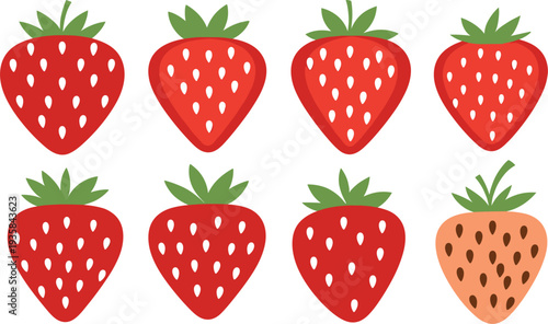 Strawberry Icon Set with Different Berry Styles Including Red and Wild Strawberry Variations for Fresh Organic Food Design and Summer Dessert Graphics