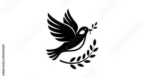 Flying dove with olive branch vector
