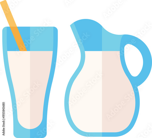 Organic milk in glass pitcher. Healthy fresh drink