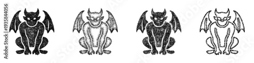Sketch gargoyle icon design set