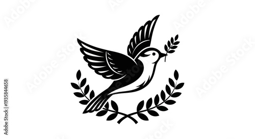 Flying dove with olive branch vector
