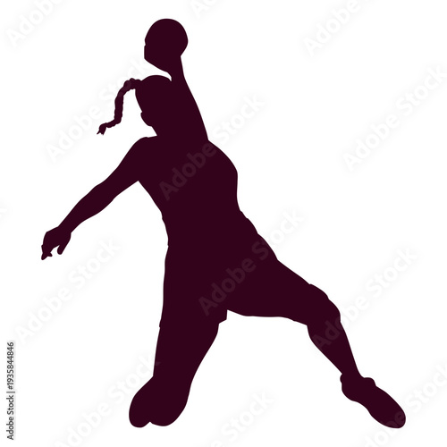 Silhouette girl handball player