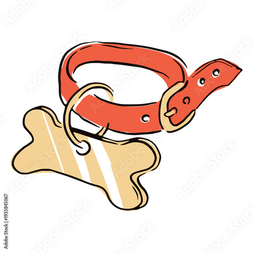 Colored dog collar doodle