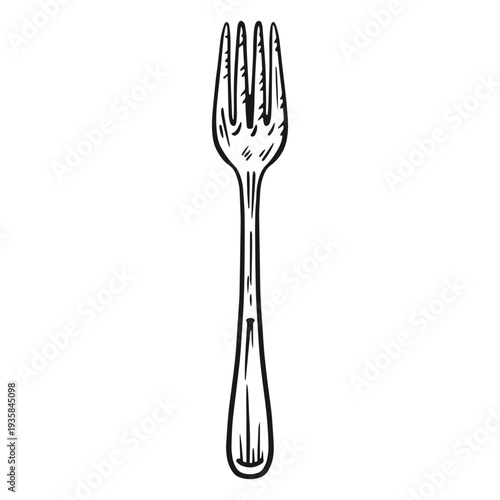 Fork utensil hand drawn
