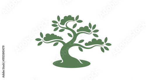 Green bonsai tree illustration