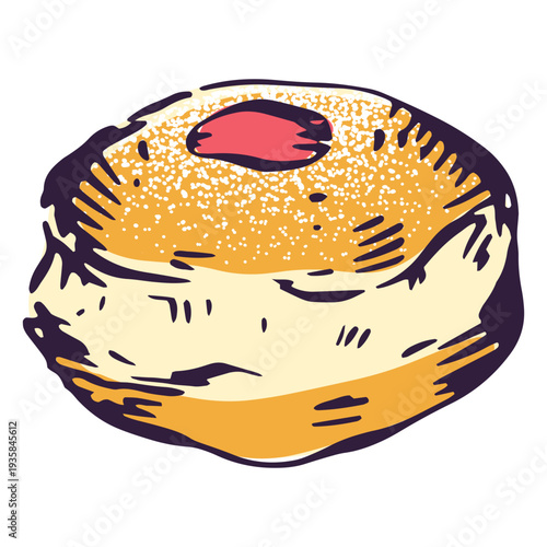 Jelly filled sufganiyah illustration design