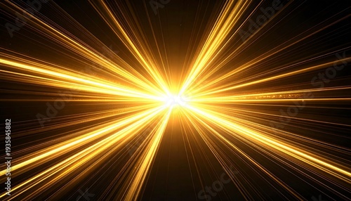 Golden Light Streaks Radiating from a Central Point on a Black Background