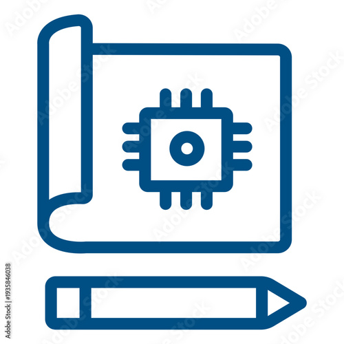 Drawn computer chip stroke icon