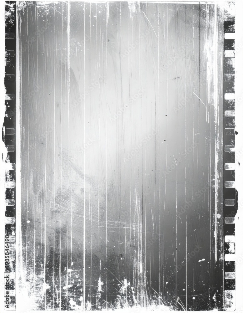 Obraz premium Distressed Monochrome Film Strip Border with Scratches and Grain