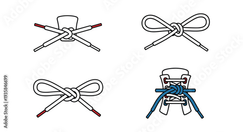 Shoe Lace Line art vector set abstract bright tone