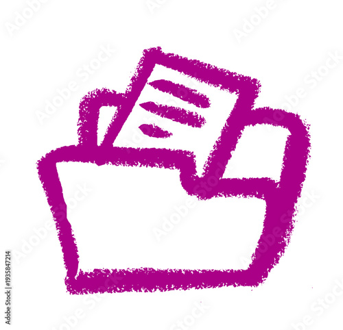 Folder Icon Crayon Chalk Drawing Vector