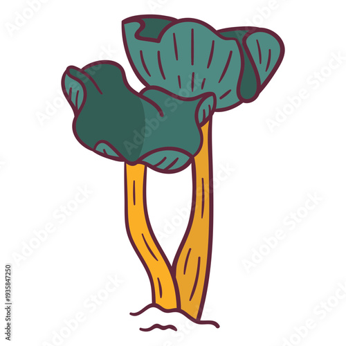 Fungus tall stalked illustration