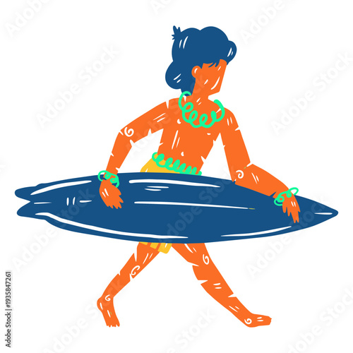 Hawaiian male surfer illustration