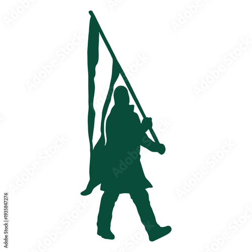 Male flag bearer silhouette
